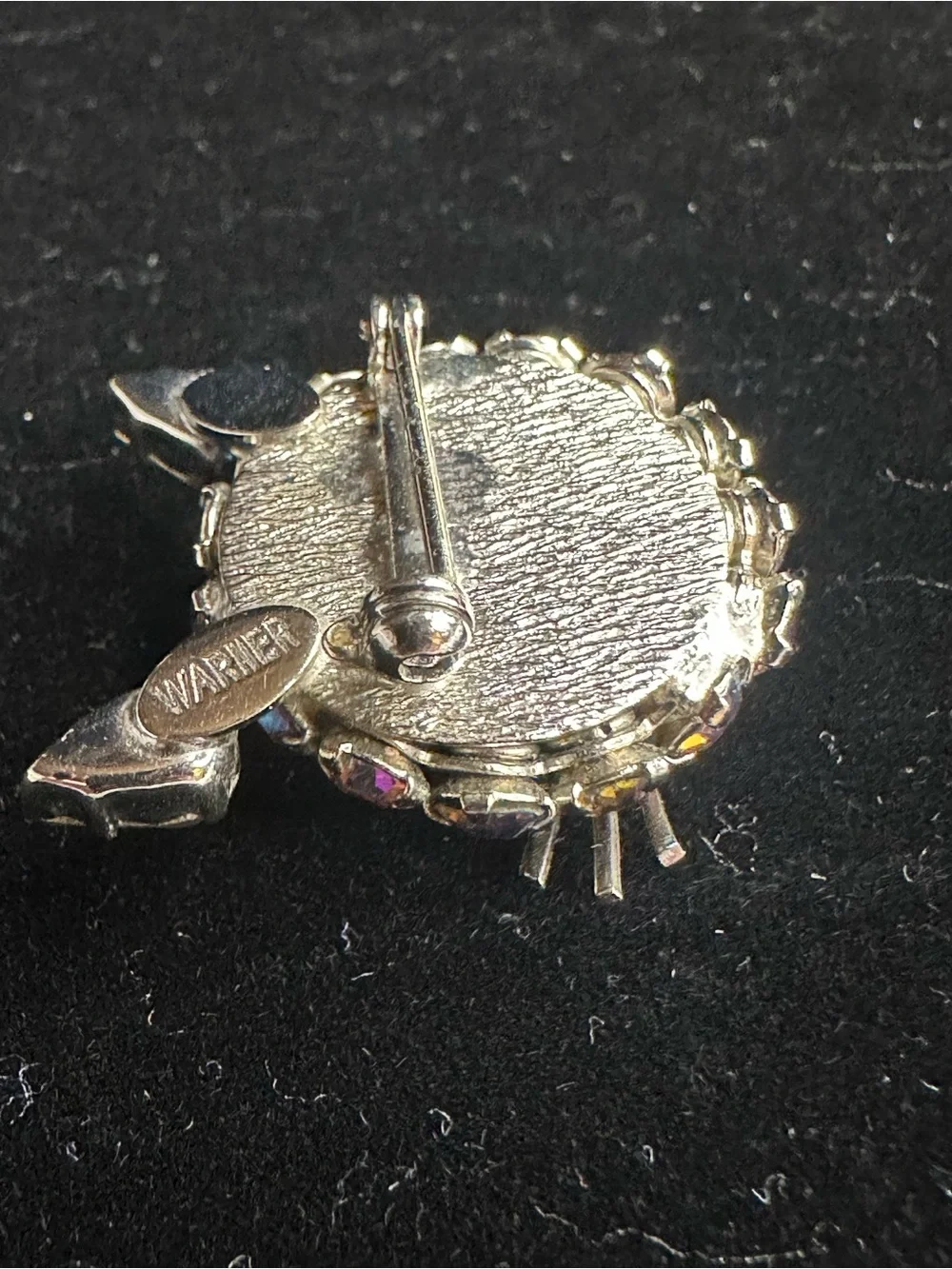 Pristine Vintage Warner Aurora Borealis Rhinestone Cat Brooch Pin 1950s-1971